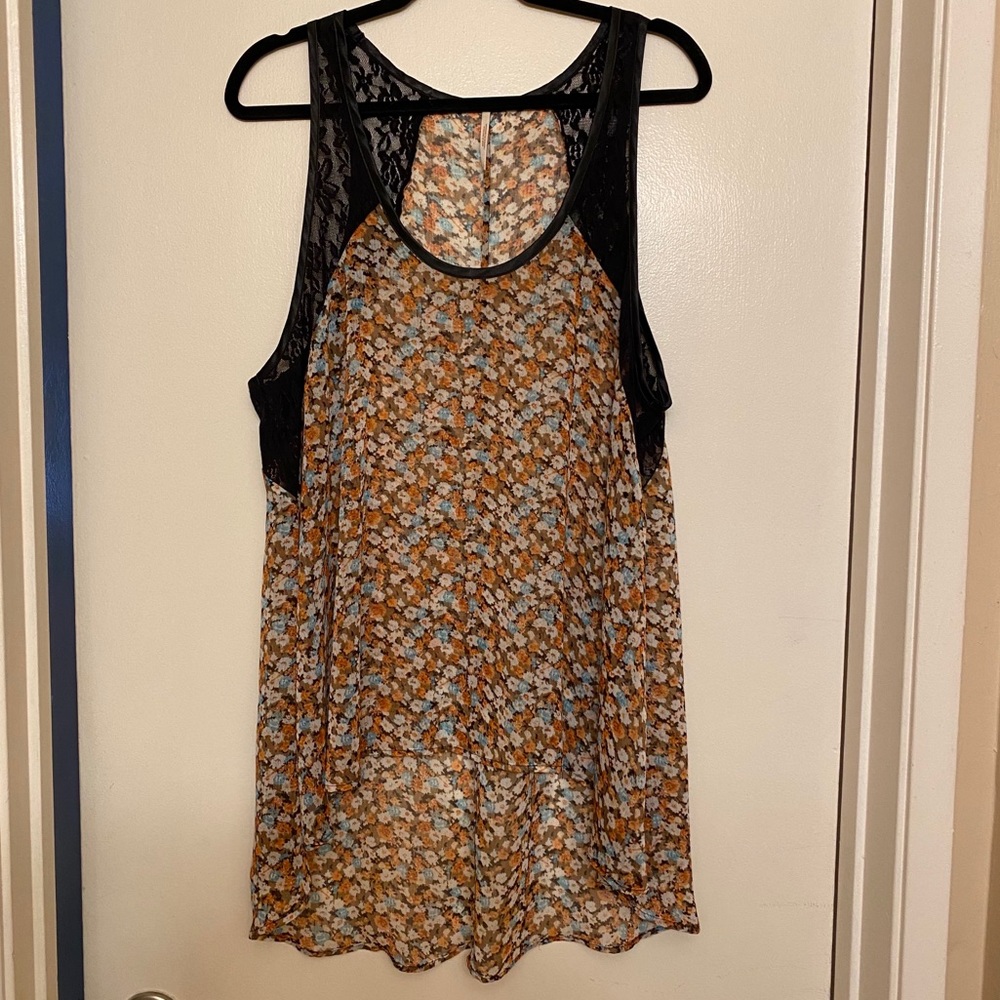 Free People Floral Chiffon High-Low Tunic